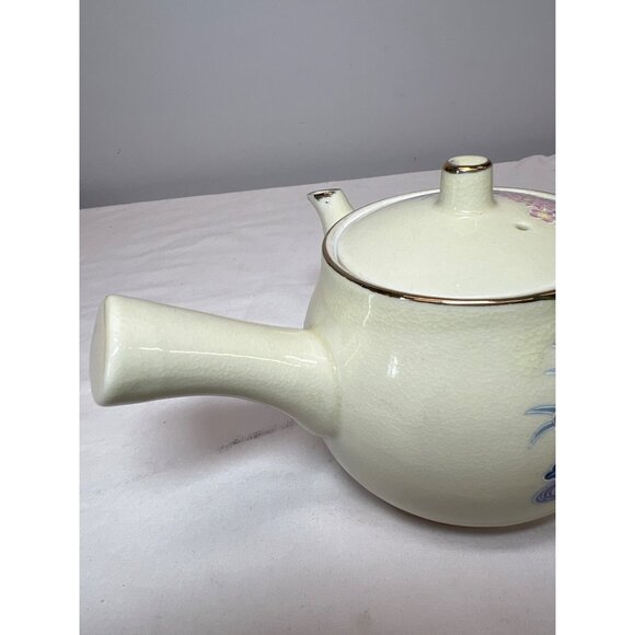 Vintage Japanese Ceramic Teapot With Floral Design & Red Stamp Mark - Picture 3 of 6